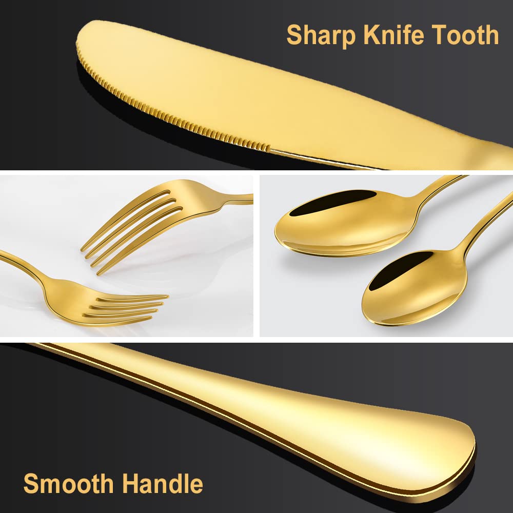 CXJY gold silverware 8-dinner forks for balanced weight and grip.