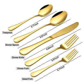 CXJY gold silverware 8-dinner spoons with mirror finish for elegance.