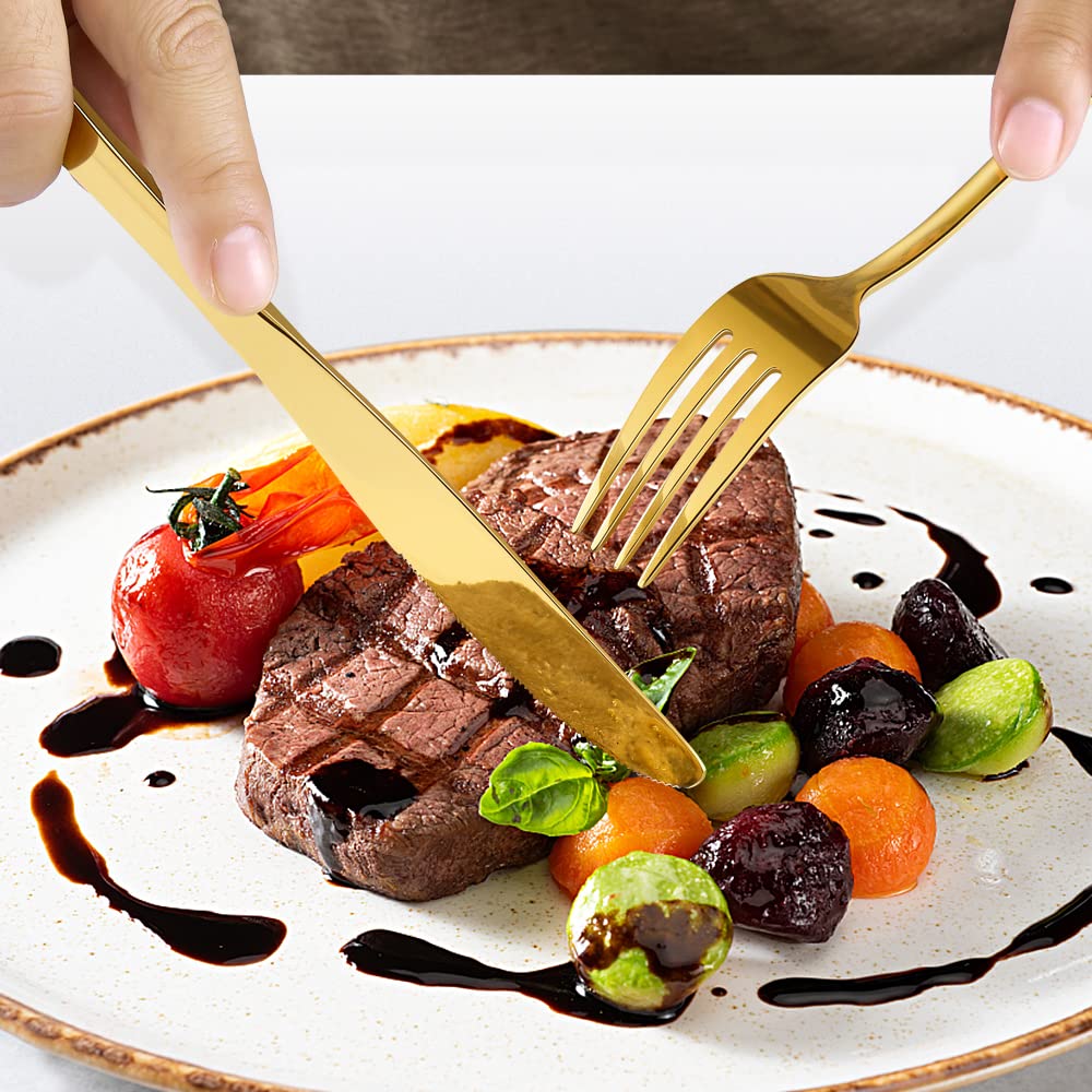 CXJY gold silverware 8-salad forks for everyday meals and occasions.