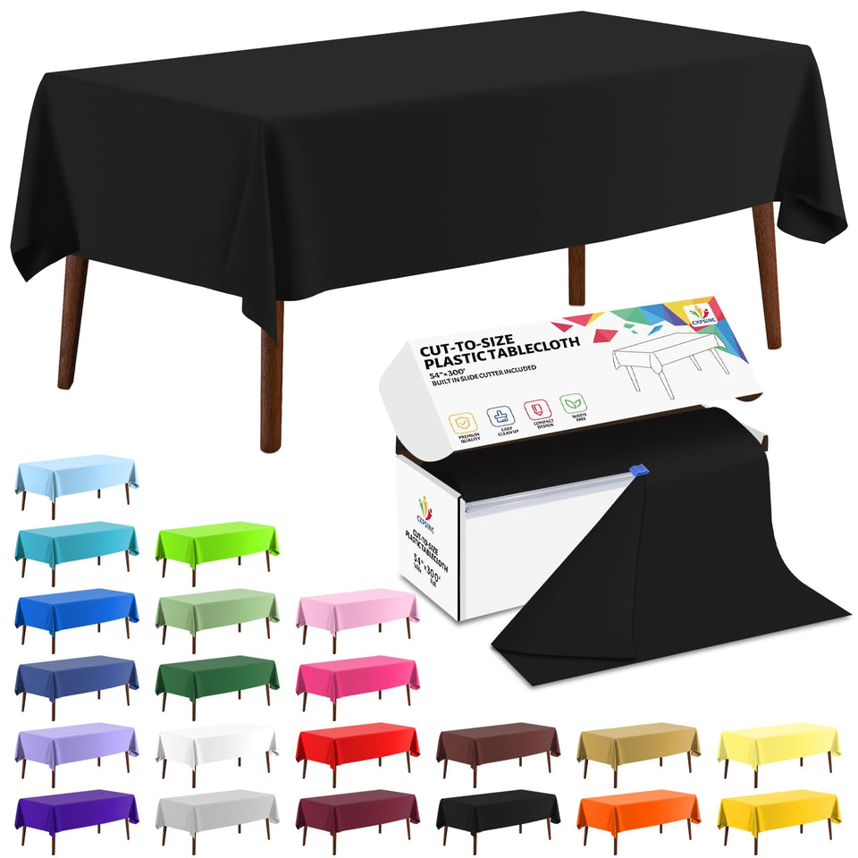 CXPSINC black 54in table cover roll protects surfaces during events.