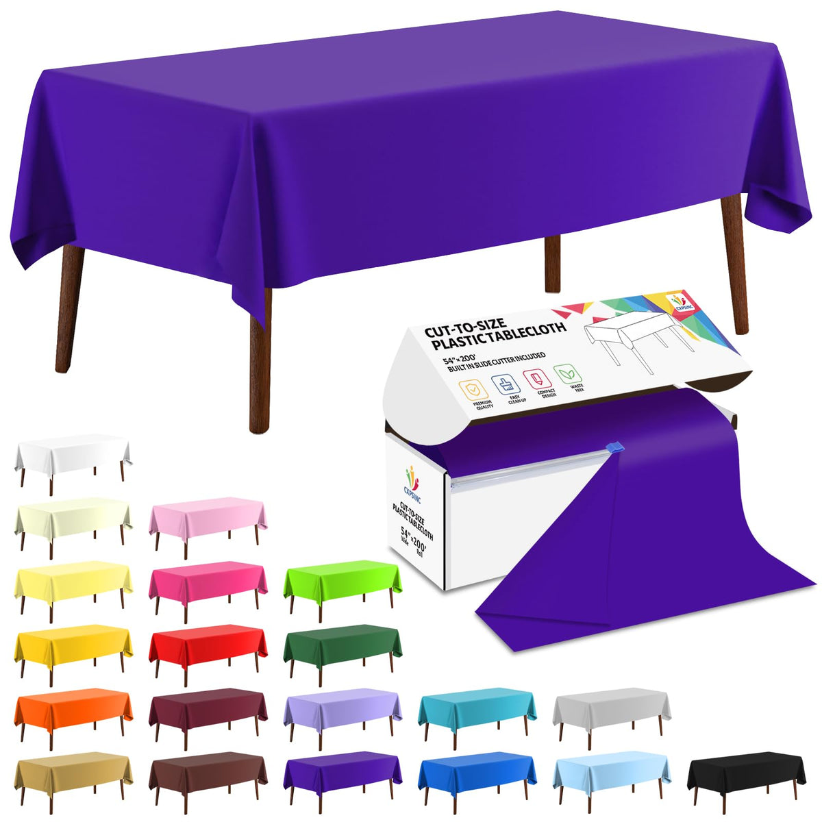 CXPSINC table cover roll 54in x 200ft unrolled over a table for protection.