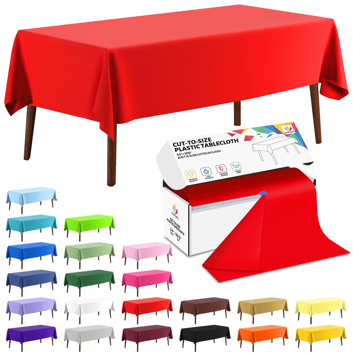 CXPSINC table cover roll unrolled, protecting banquet tables from spills.