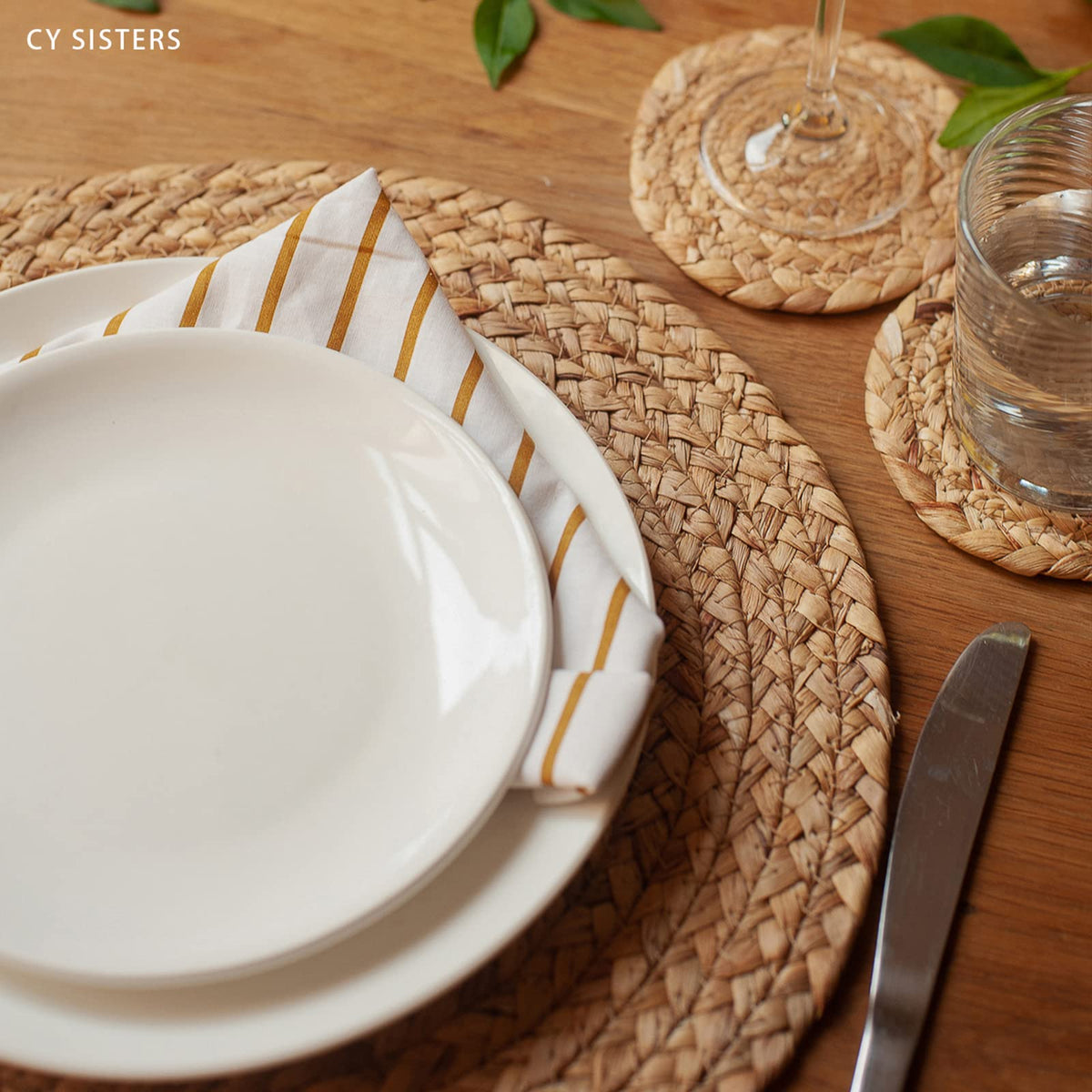 CY SISTERS woven texture close-up highlights durability and natural charm.