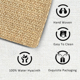 CY SISTERS woven placemats close-up of tight weave texture, rattan-style finish
