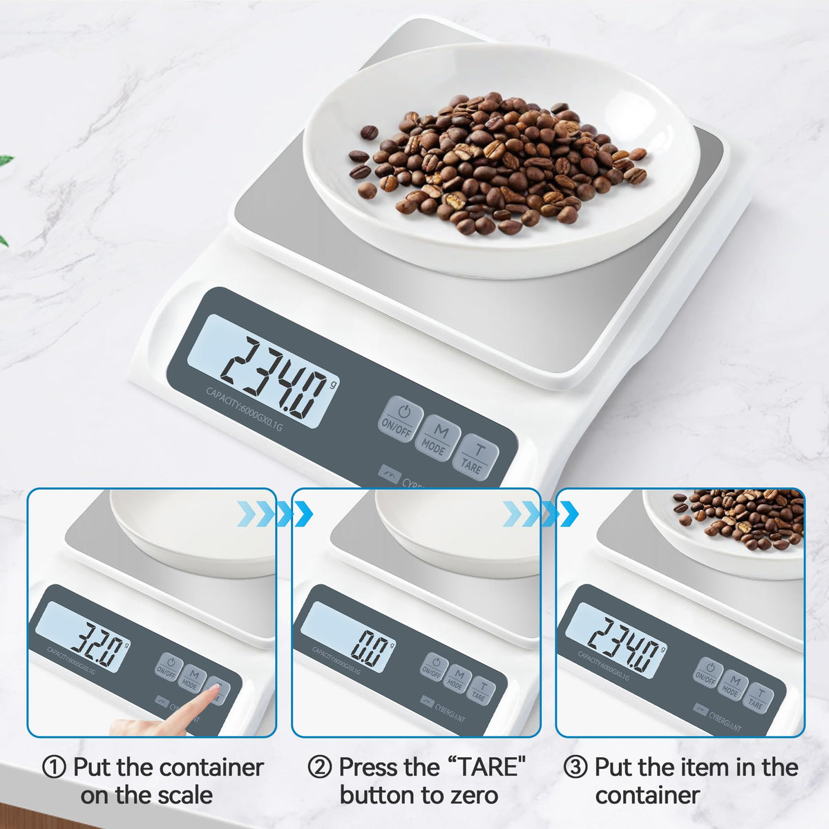 Cybergiant compact scale ideal for meal prep and travel weighing.