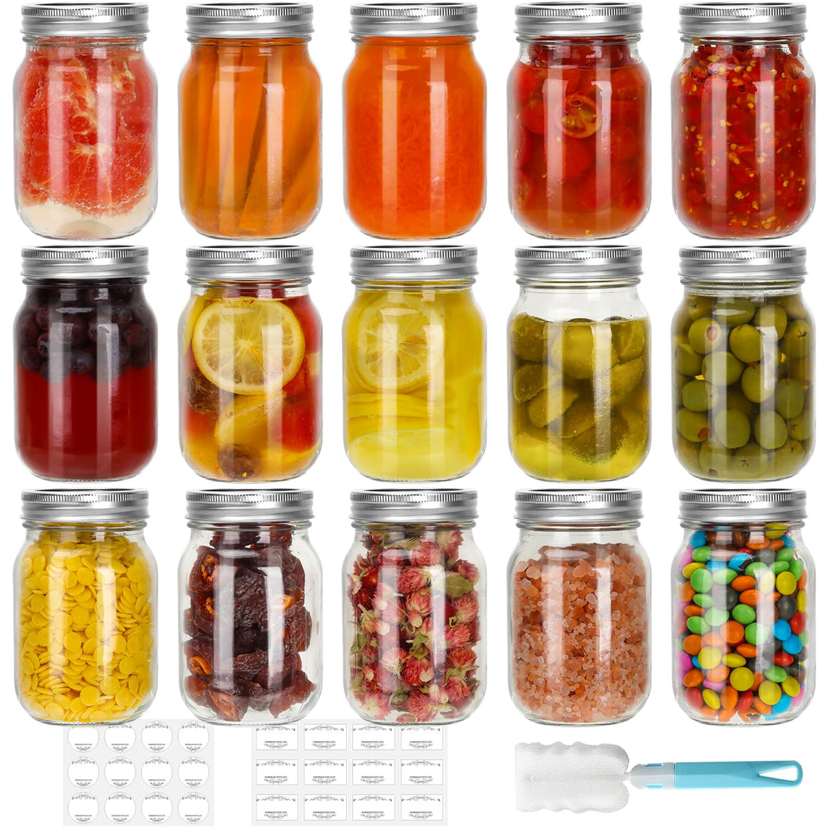 CycleMore 16oz mason jar with airtight lids for secure, fresh food storage.