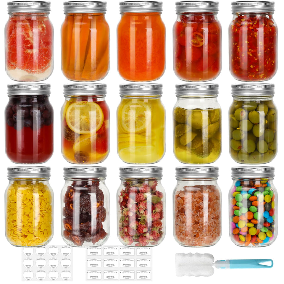 CycleMore 16oz mason jar with airtight lids for secure, fresh food storage.