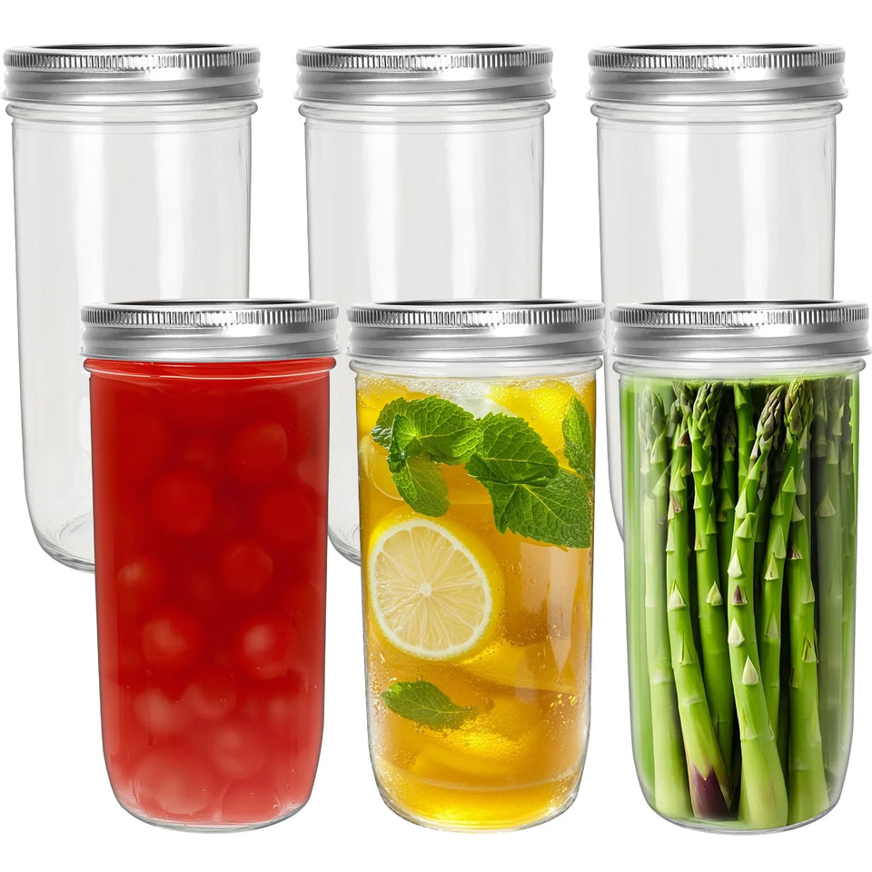 CycleMore 24oz mason jar front view with airtight lids for fresh storage.