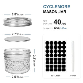 CycleMore clear glass mini mason jar showing contents with diamond appearance