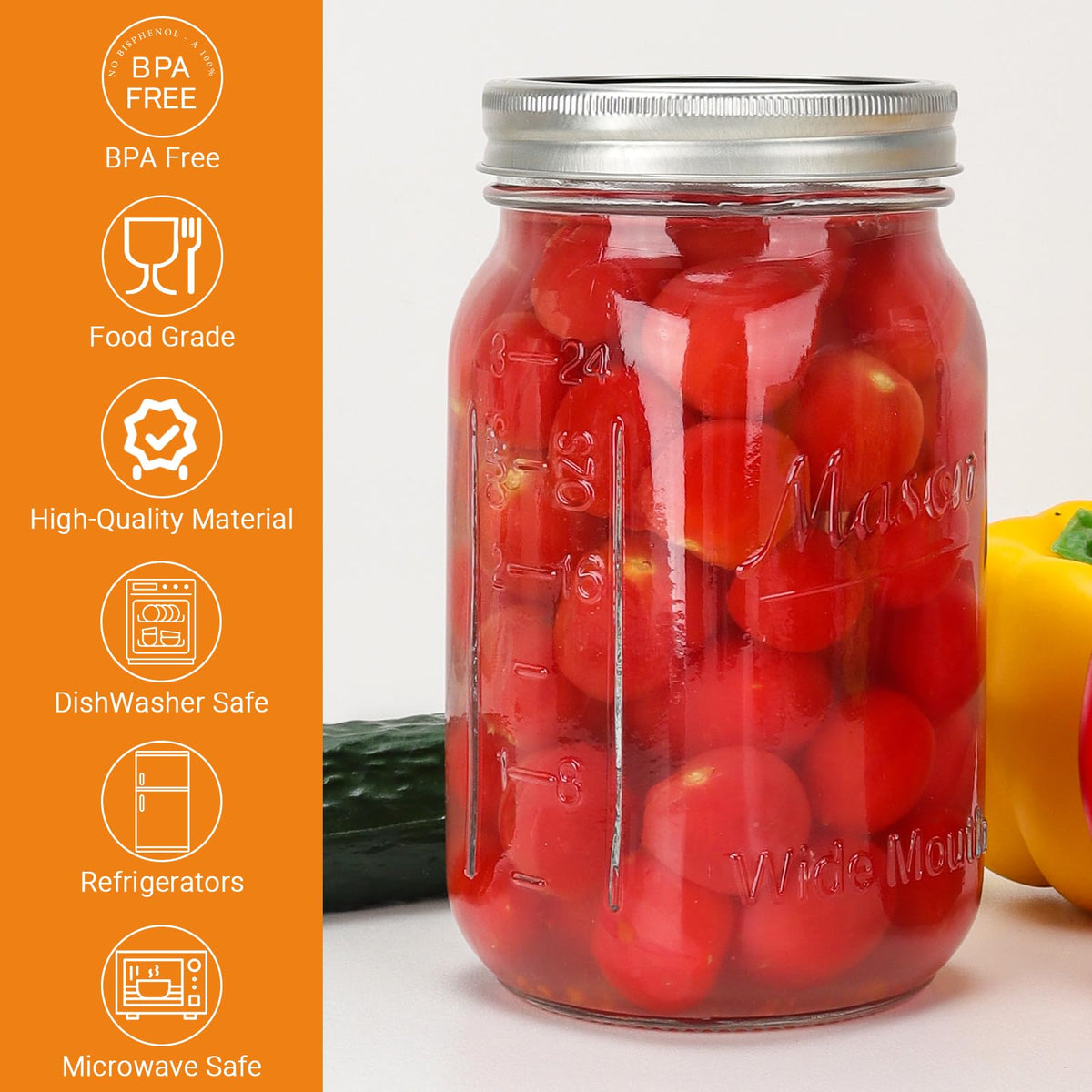 CycleMore jar shows embossed measurements for precise portioning in recipes.