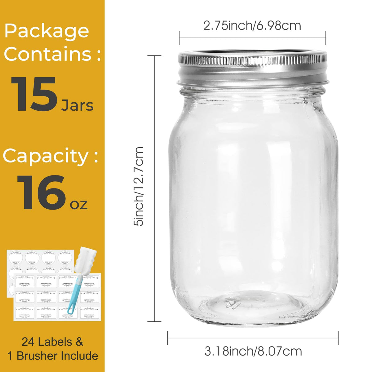 CycleMore regular-mouth jar with wide opening for easy filling and cleaning.