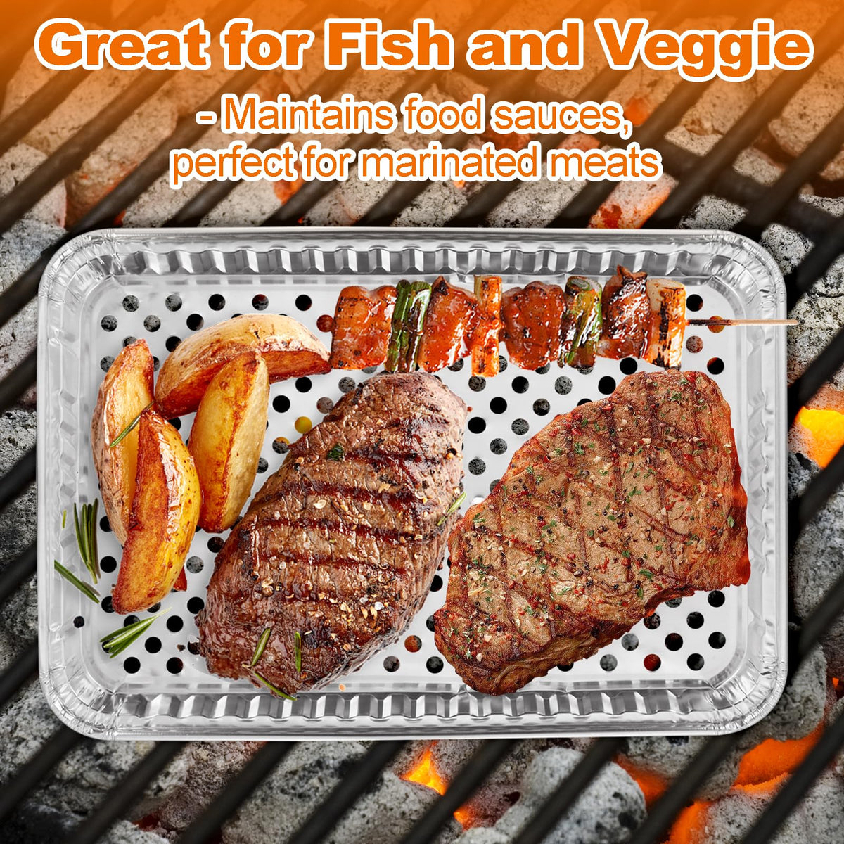 CYEAH pans ideal for shish kebabs and vegetables on the grill.