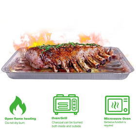 CYEAH sturdy aluminum foil pan is recyclable, eco-friendly option for grilling.