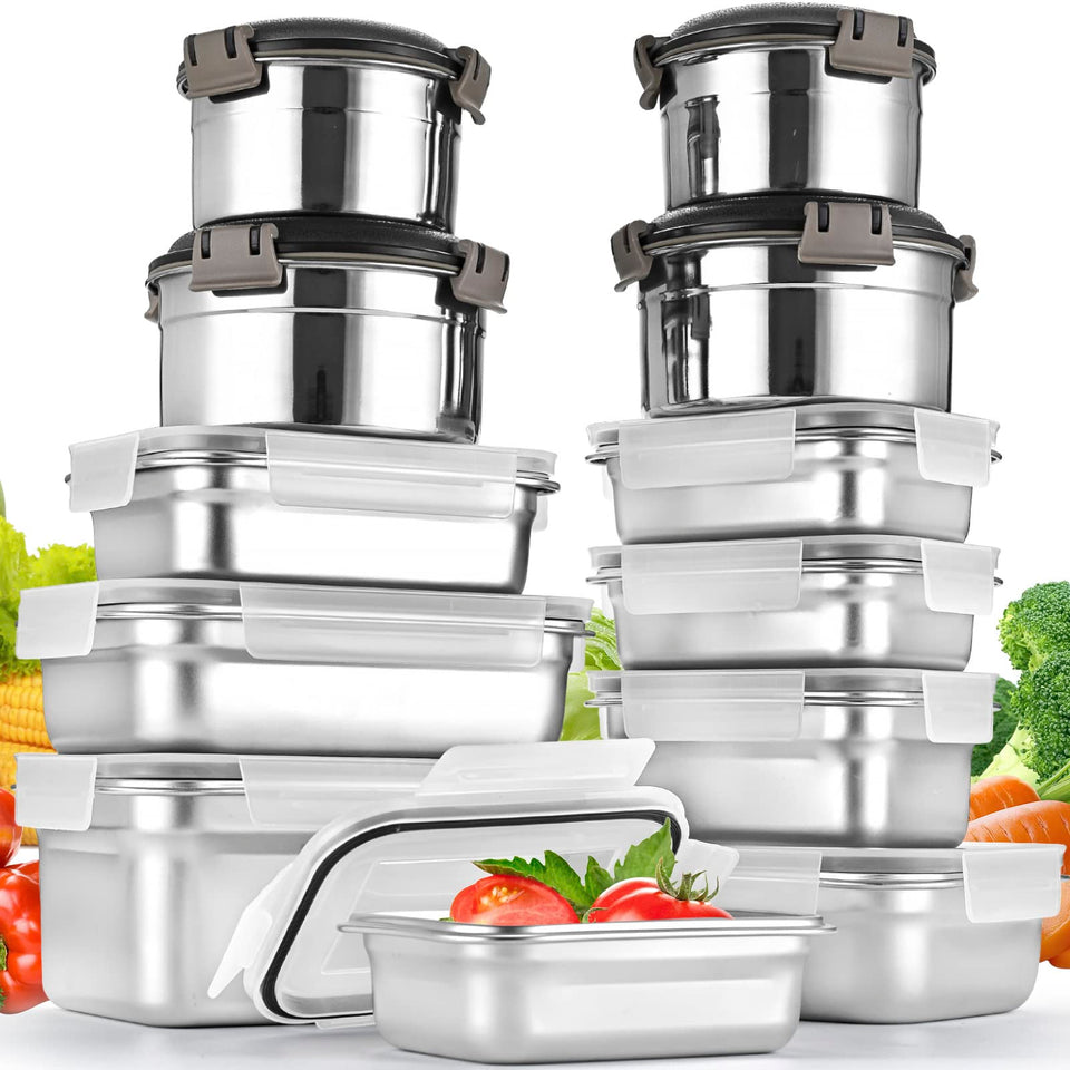 Cykorxicc 12pc stainless steel containers with lids for organized meal prep
