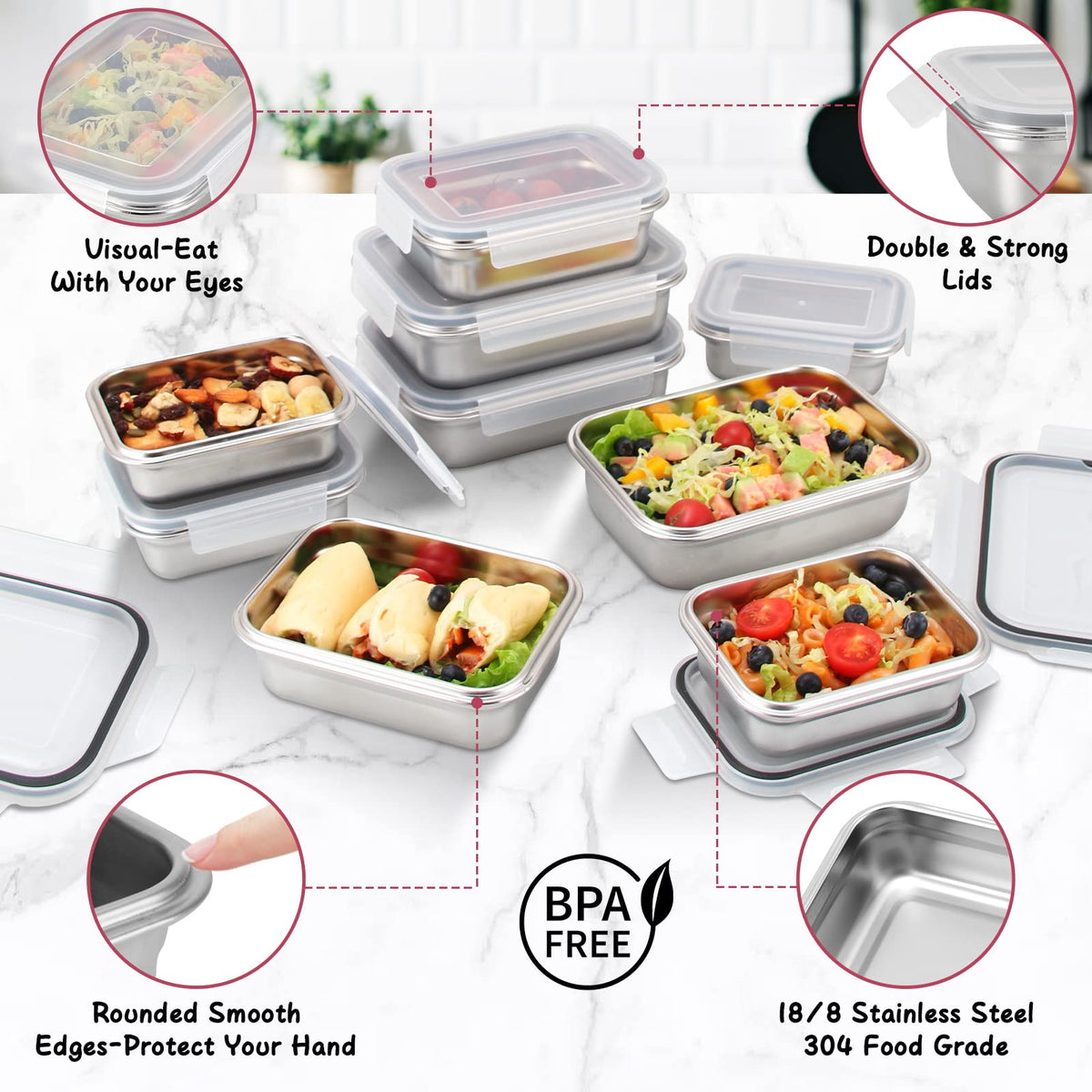 Cykorxicc leakproof lids with silicone ring for secure freshness