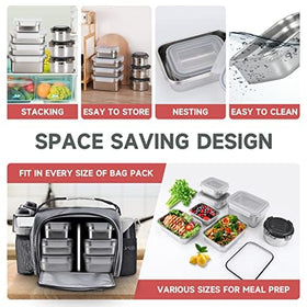 Cykorxicc nestable stackable meal prep containers in cabinet