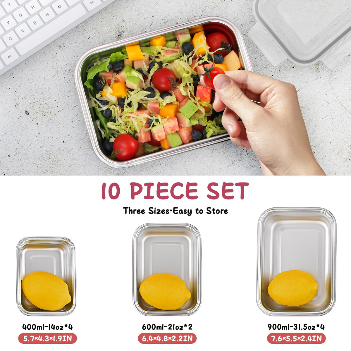 Cykorxicc square 21oz container with lid, great for balanced work lunches