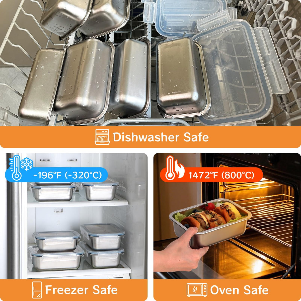 Cykorxicc square-design lunch box, oven-safe and durable for reheating meals.