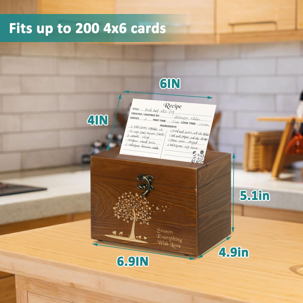 CypherX Vintage Recipe Box blank 4x6 cards for quick writing