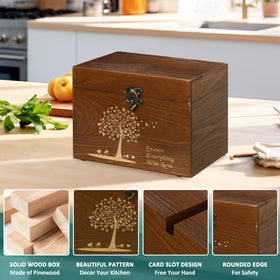 CypherX Vintage Recipe Box wood dividers organizing recipes by category