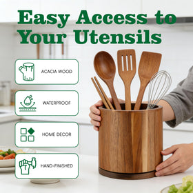 Cyrabota utensil holder deep interior fits more than 15 utensils
