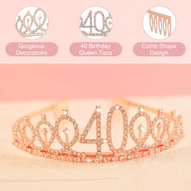 Cyrelwing 40th birthday sash with rose gold text for festive wear
