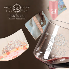 Cyrelwing 50th birthday gift set unboxing scene with crown and sash
