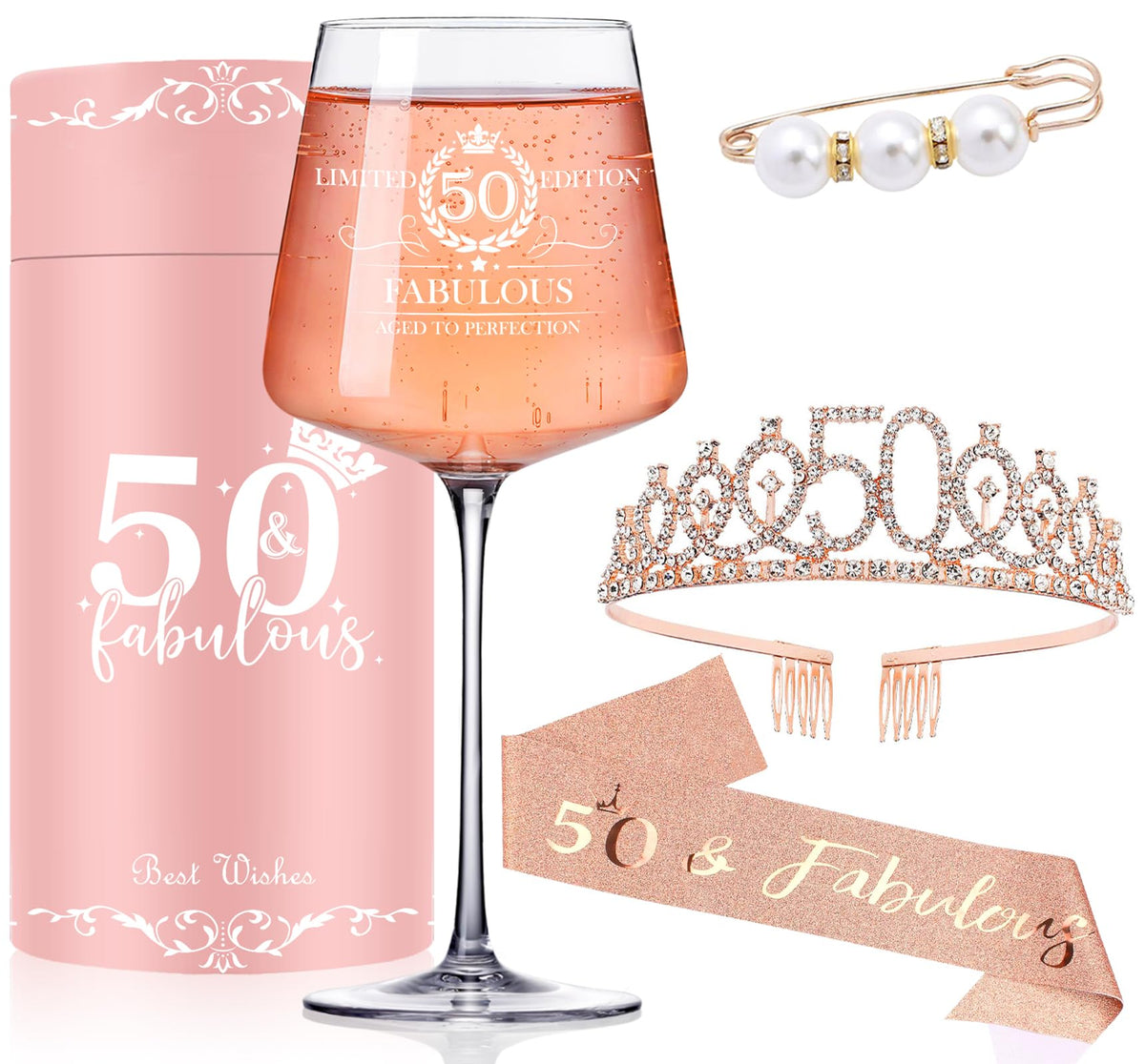 Cyrelwing 50th wine glass, artisan mouth-blown for elegant toasts