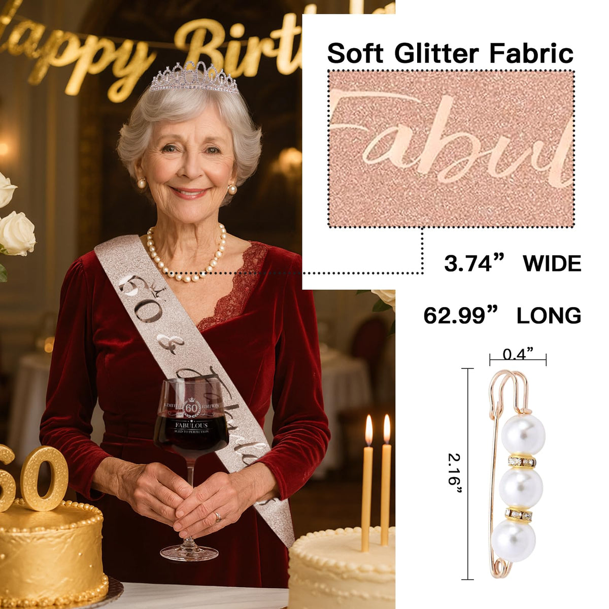 Cyrelwing rhinestone tiara for a glam birthday moment