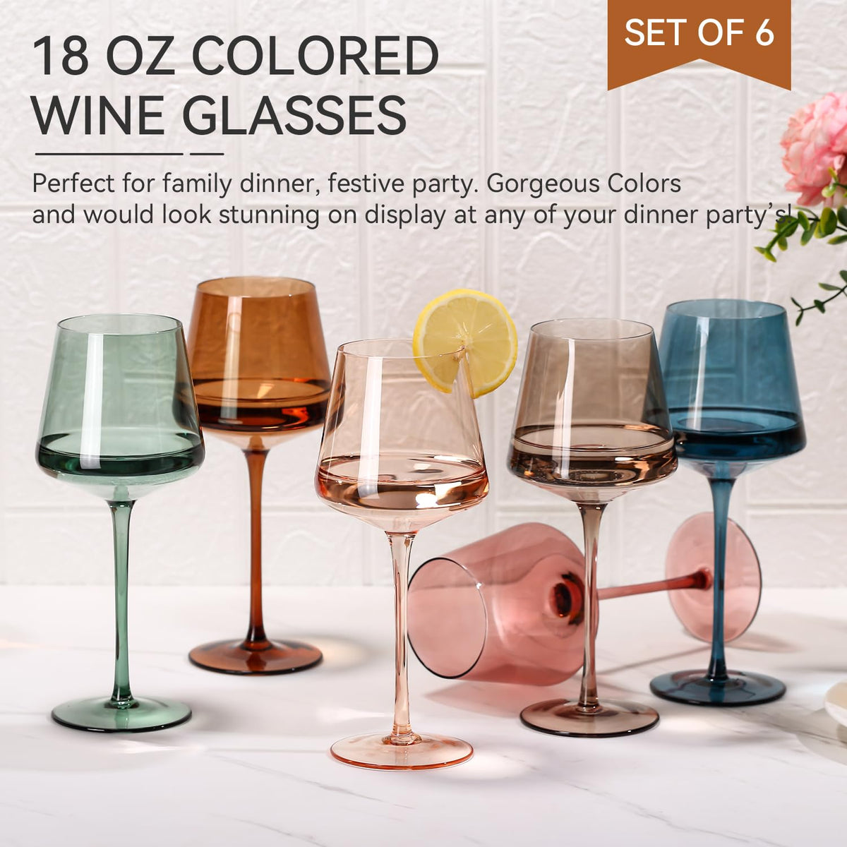 Cyrelwing colored wine glass stem multicolor ideal for distinguishing drinks at parties