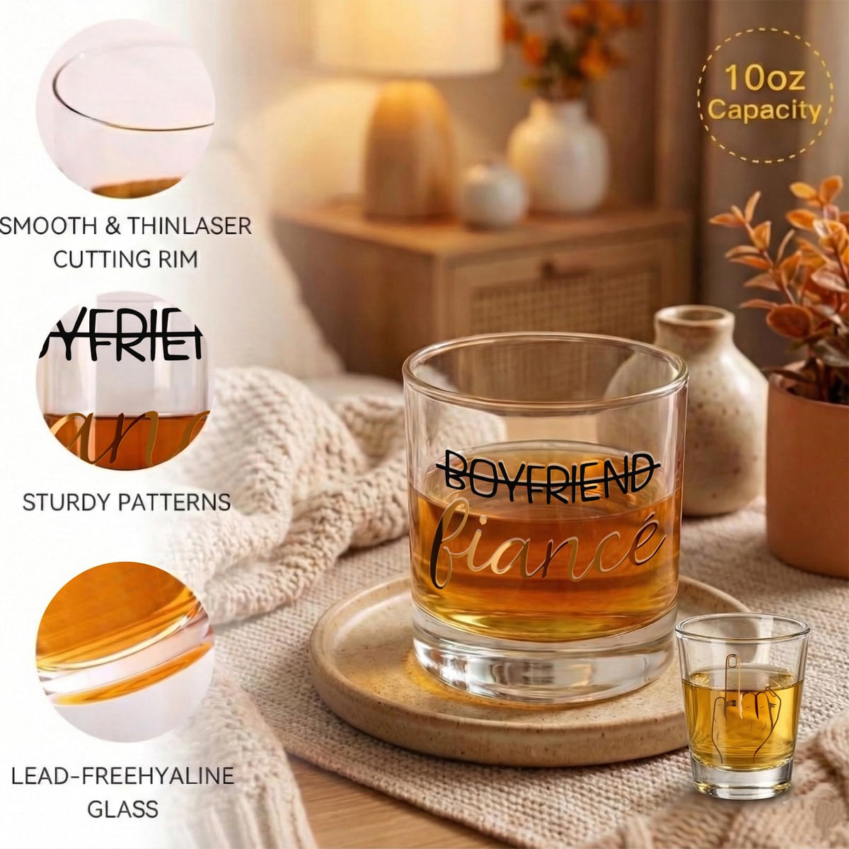Cyrelwing engagement whiskey glasses set, durable and stylish for after-dinner drinks