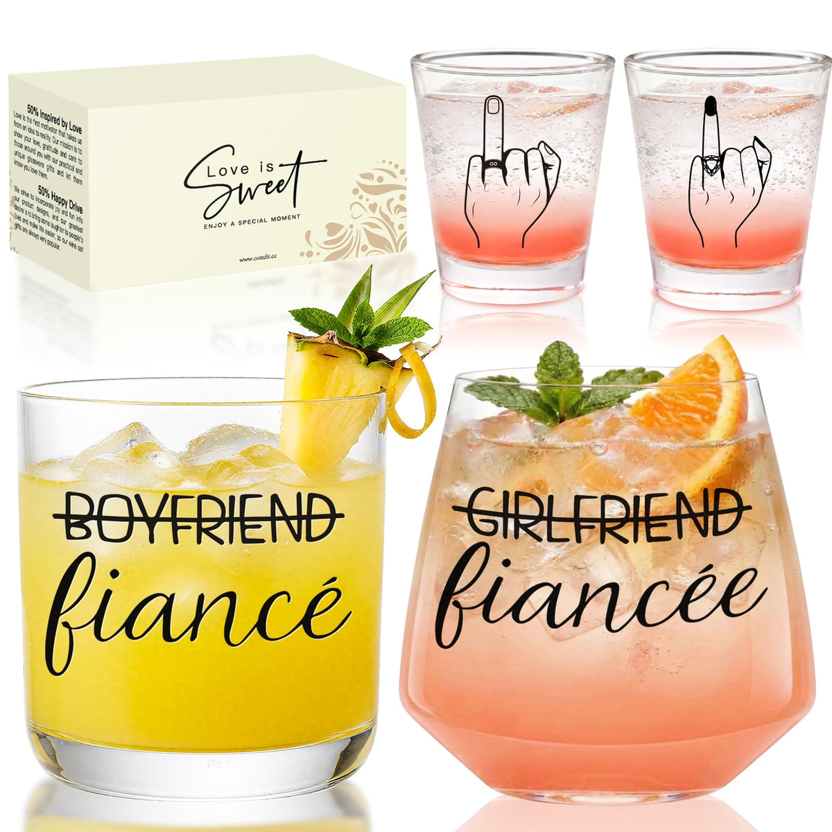 Cyrelwing engagement wine glasses set with bold engraving for elegant toasts