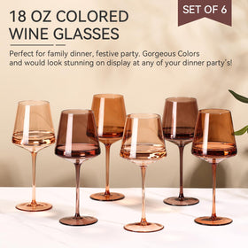 Cyrelwing espresso brown wine glass closeup revealing curved bowl and craftsmanship.