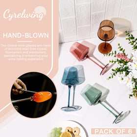 Cyrelwing golden curves wine glass design enhances aeration and presentation