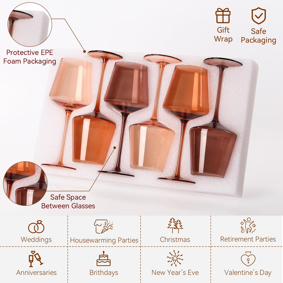 Cyrelwing light peach wine glass on a table setting for seasonal dining ambience.