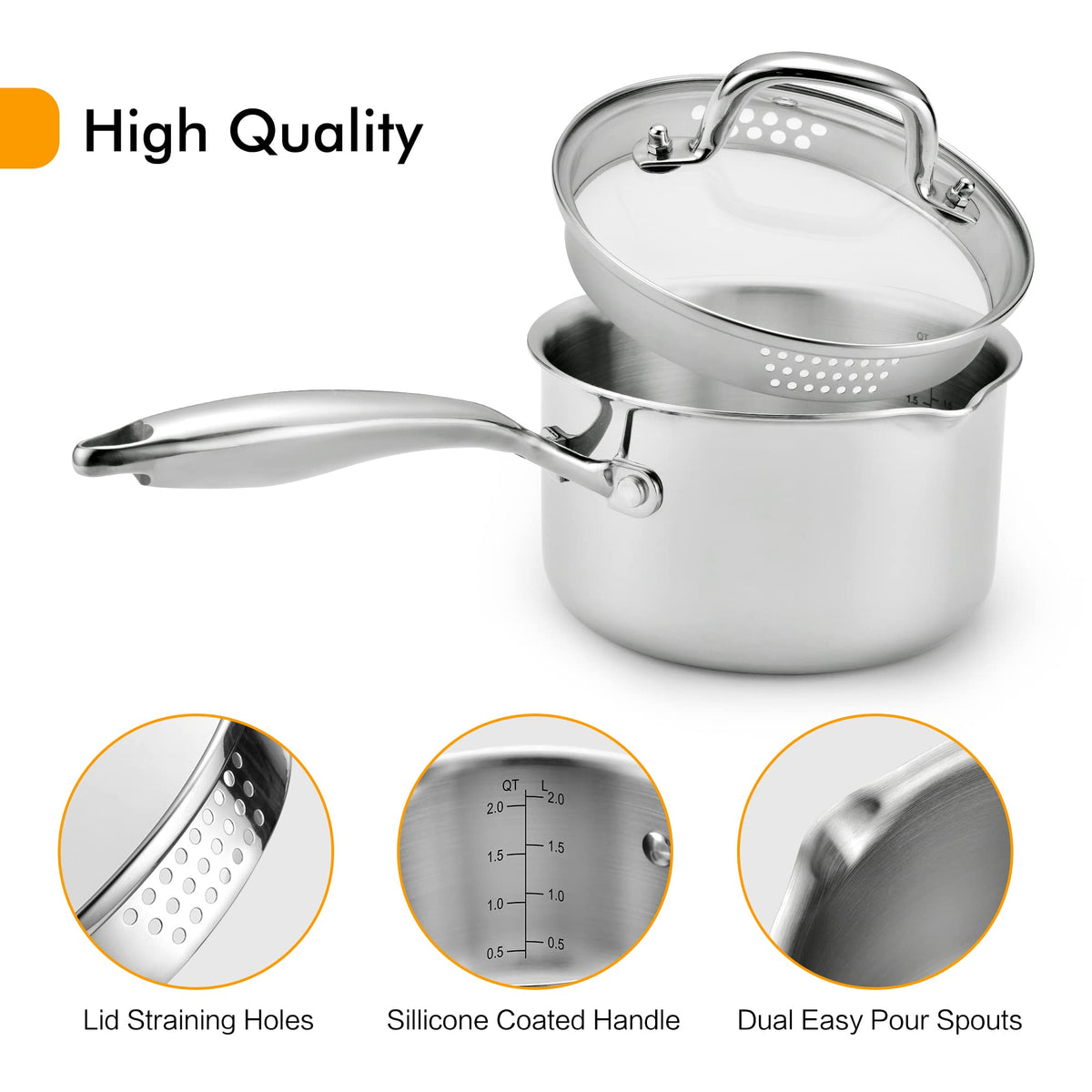Cyrosa saucepan with ergonomic handle offers comfortable, stable lifting during cooking.