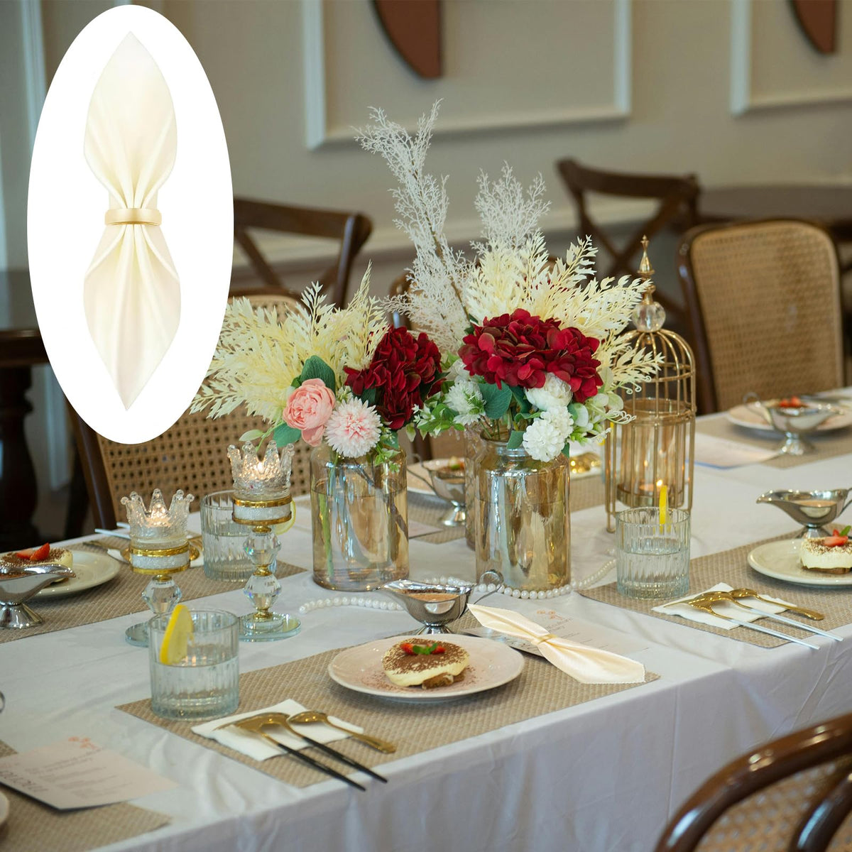 CYRYLC 40-piece napkin ring set for consistent multi-table layouts.