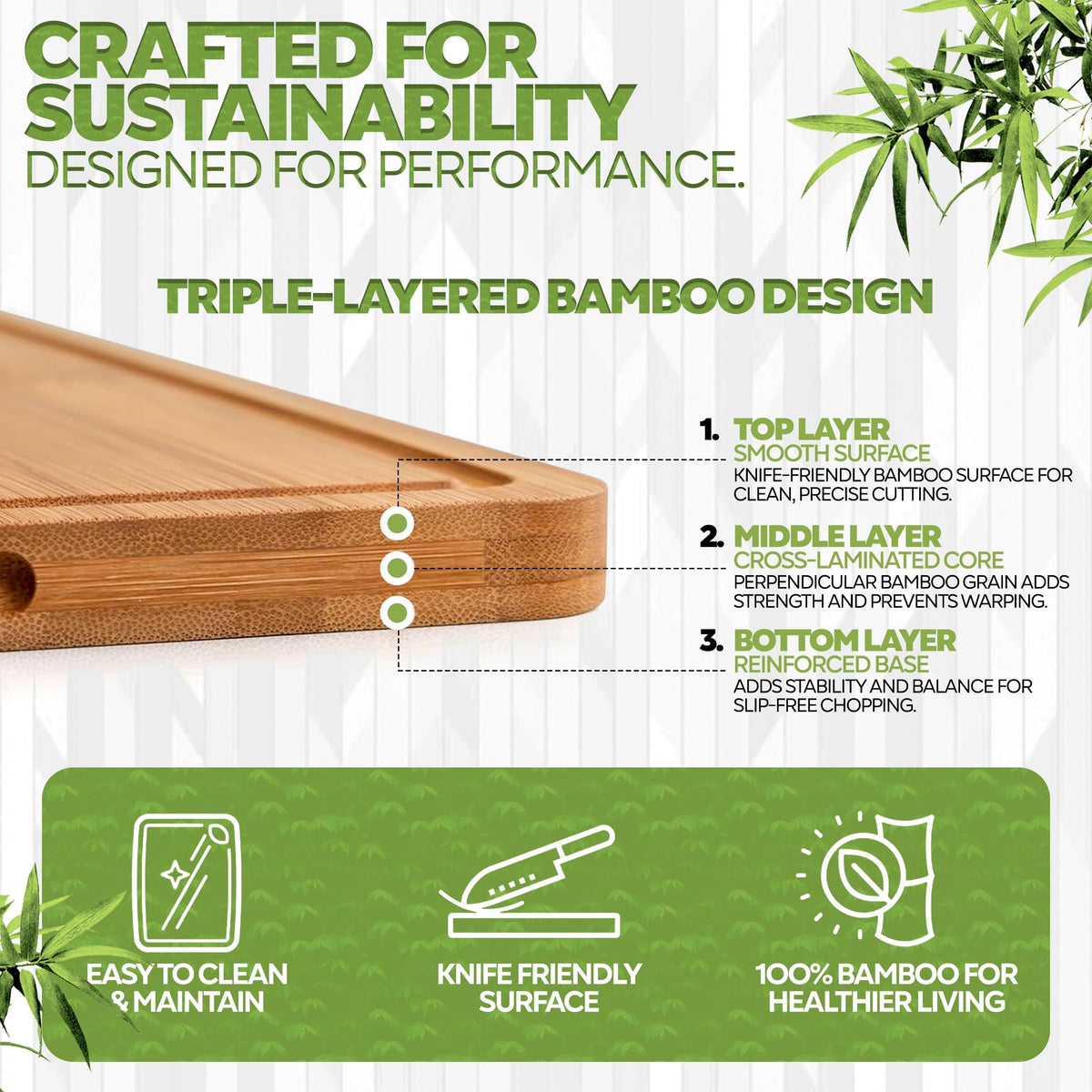 CZ Murphy bamboo cutting board large perfect for meat, bread, and family meals.