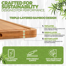CZ Murphy bamboo cutting board large perfect for meat, bread, and family meals.