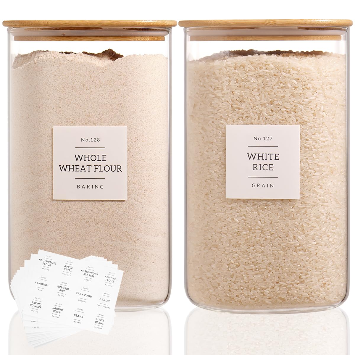 CZDYSM 2-pack square glass jars with clear visibility for easy organization.