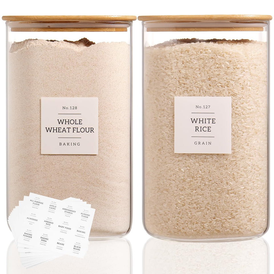 CZDYSM 2-pack square glass jars with clear visibility for easy organization.