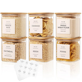 CZDYSM six-pack square glass pantry containers with 24oz capacity for organized storage.