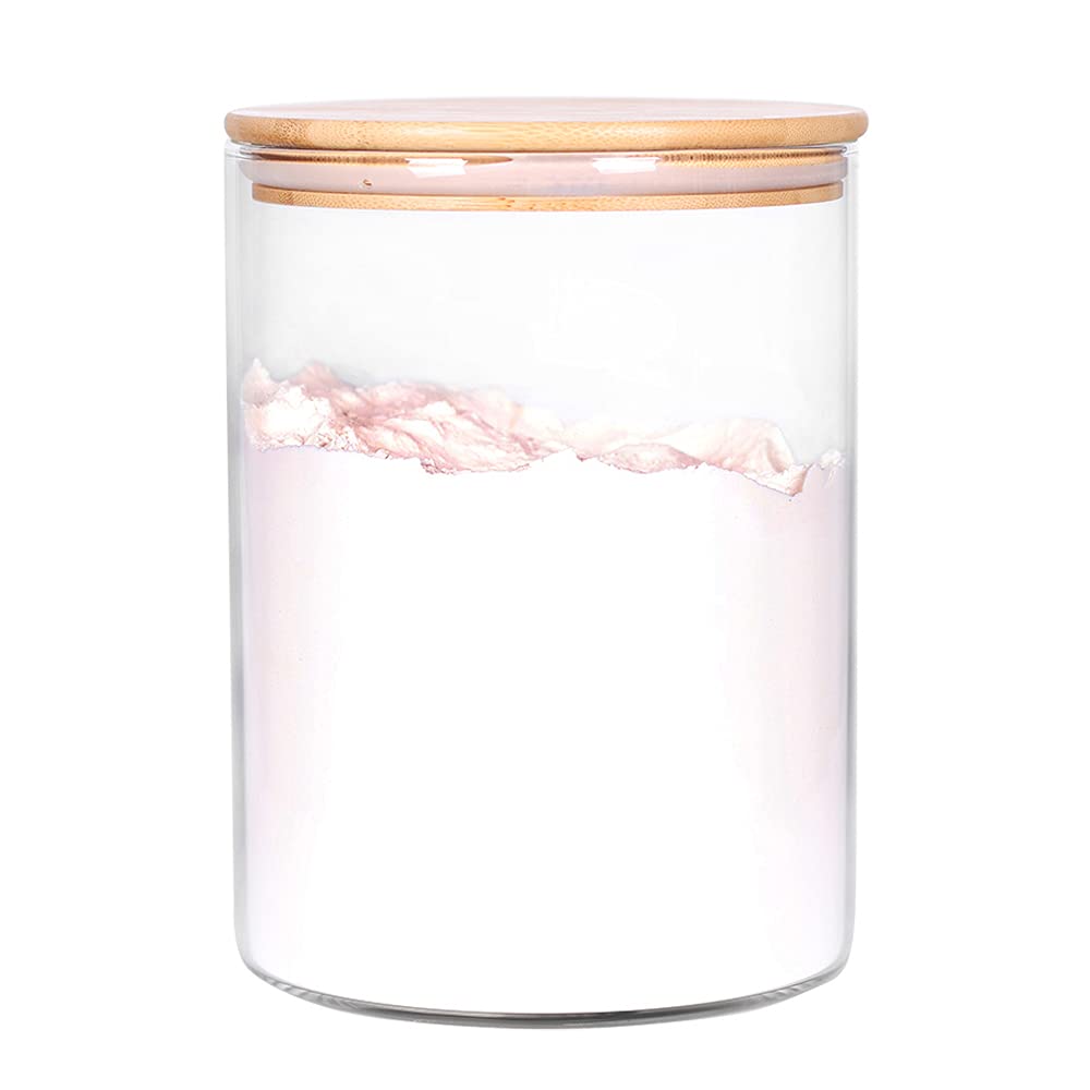 CZFWin glass flour container with airtight bamboo lid keeps ingredients fresh.