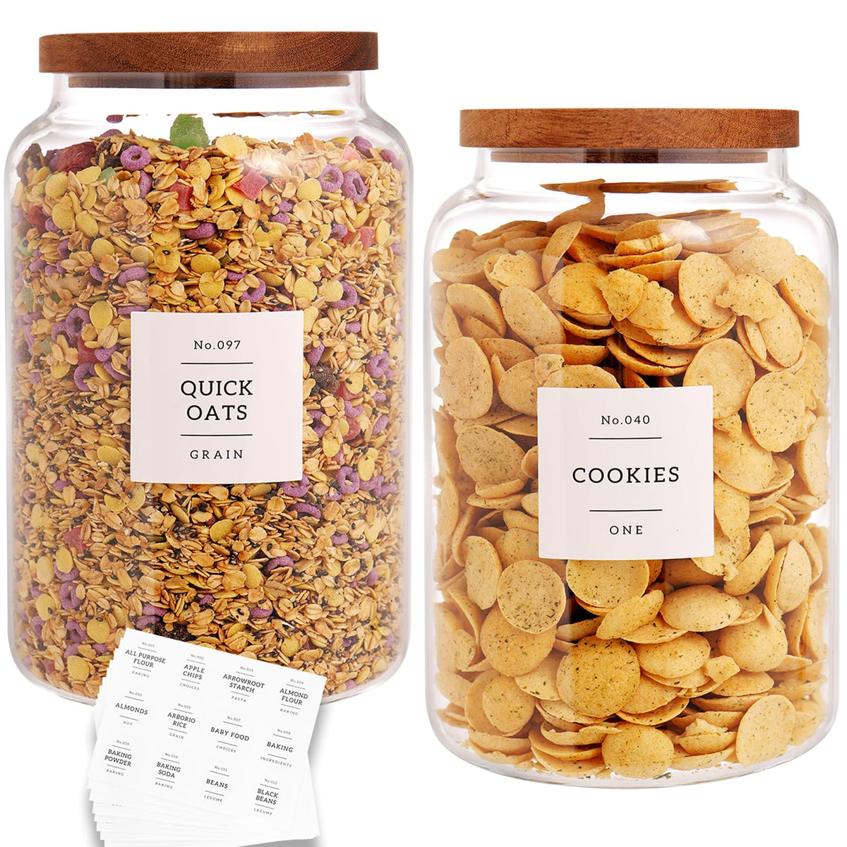CZHQSMZ glass pantry jar with bamboo lid keeps flour fresh and organized.