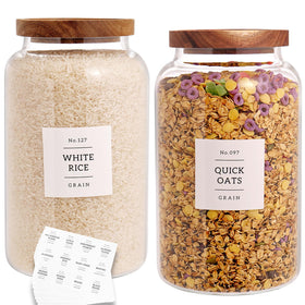 CZHQSMZ large glass jar with acacia lid for airtight pantry storage.