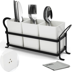 Czlizdyt cutlery holder with drain holes keeps counters dry and organized