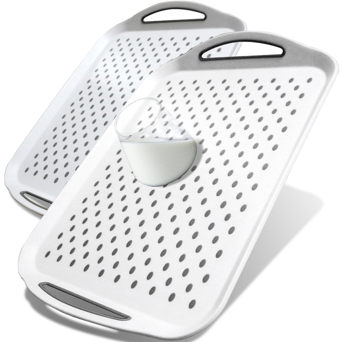 Czlizdyt large nonslip tray with handles, front view, stable serving