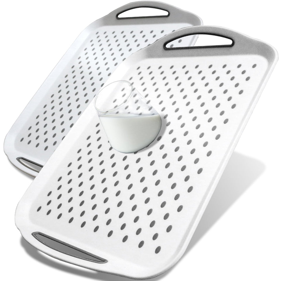 Czlizdyt large nonslip tray with handles, front view, stable serving