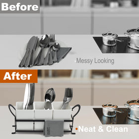 Czlizdyt metal rack keeps silverware orderly on busy counters