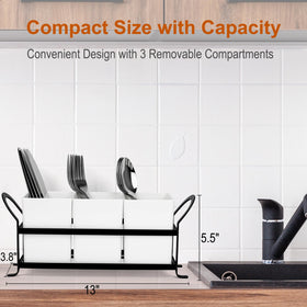 Czlizdyt three-compartment silverware caddy neatly separates spoons, forks, and more